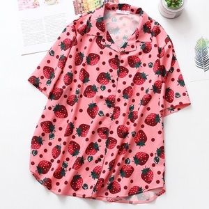 Chocolate strawberry button up🍓